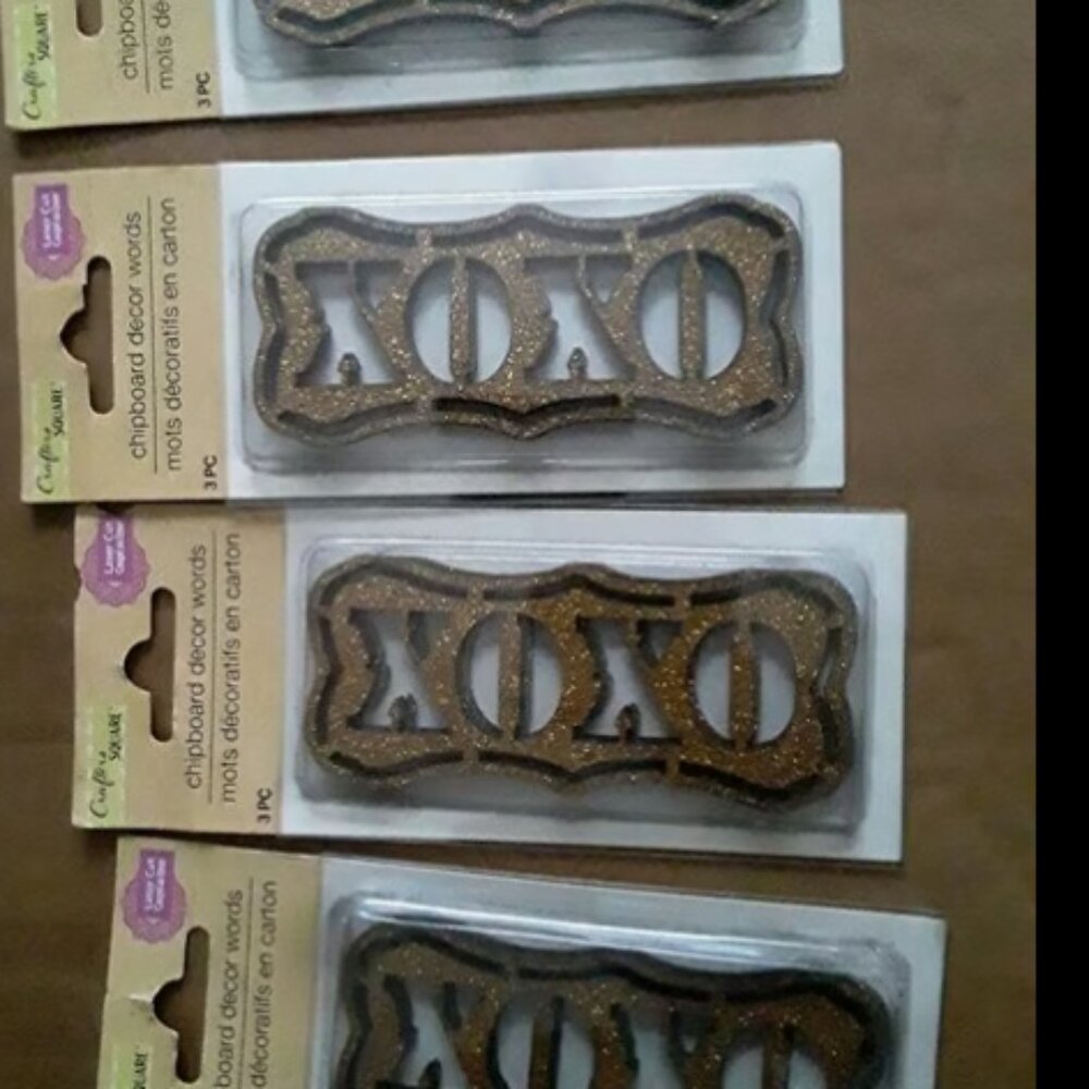 Crafters Square Clipboard Decor Word XOXO HUGS N KISSES 3-ct. Pks 12 pcs